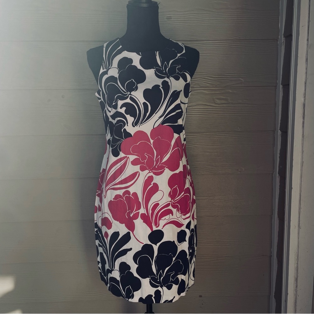 London Times Women’s Navy & Pink Floral Sheath Dress, Size 6